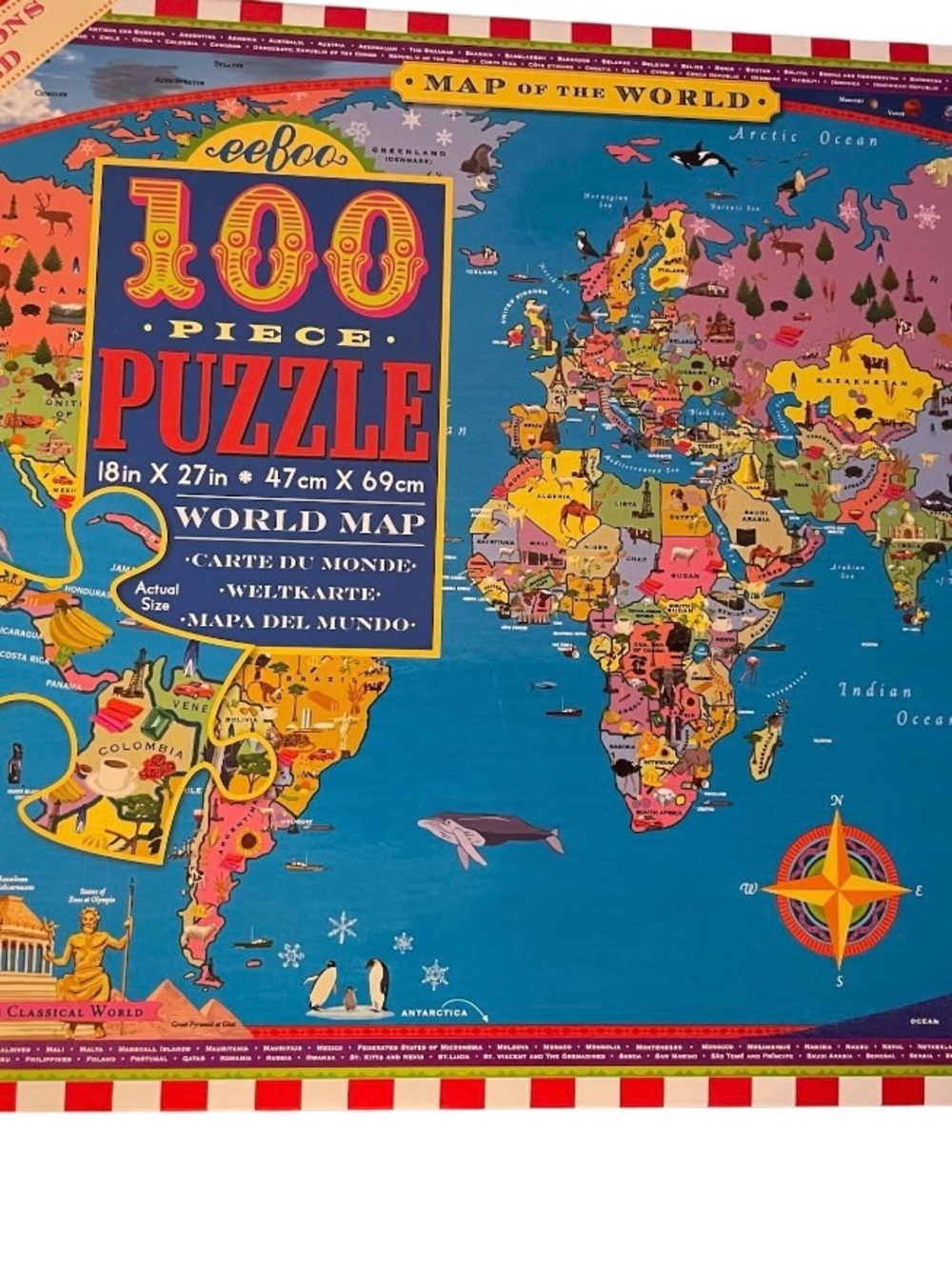 eeBoo 100-Piece World Map Puzzle Award-Winning Educational